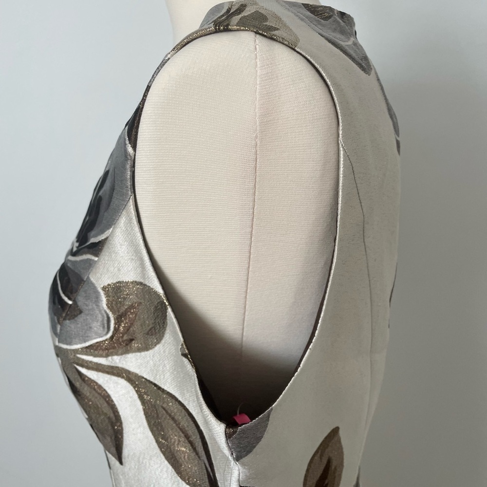 NWT Isaac Mizrahi Metallic Floral Sheath Dress Sz 10 - Picture 3 of 11